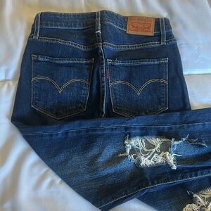 Levi's Blue Skinny high rise Distressed Jeans